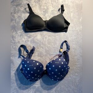 Victoria's Secret Navy Polka Dot Bra and 1 Black Auden